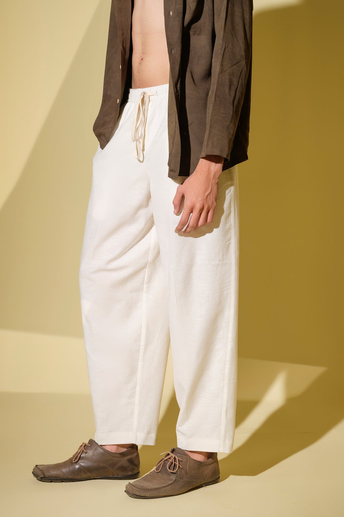 Buy White Dye Straight Leg Pants by Vasudhaa Vastrram for men online at ScrollnShops